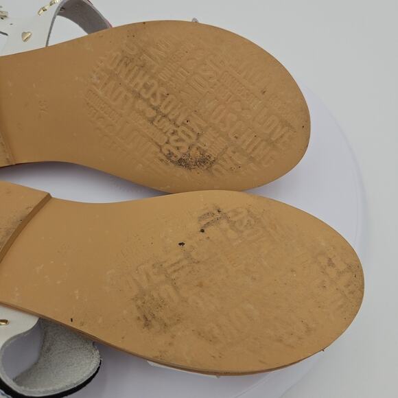 Love Moschino "I DO" Size 6.5 White Ankle Strap Bride Heart Wedding Sandals EUC - Picture 12 of 16